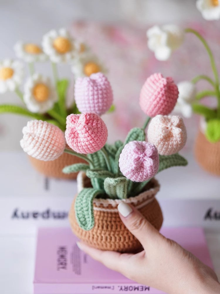 Tulip Potted Plant-Crochet