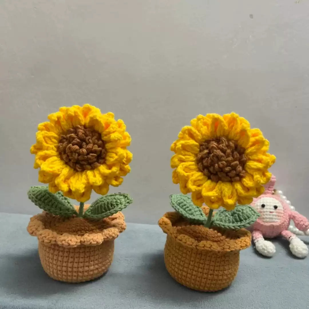 Sunflower Potted Plant-Handmade Crochet