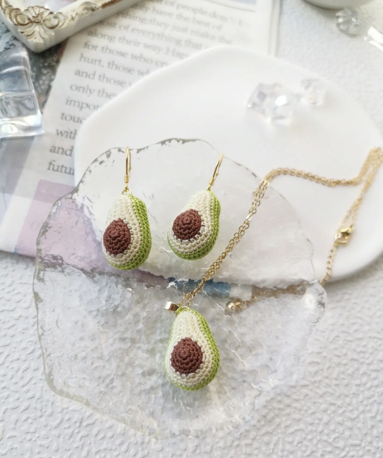 Handcrafted Avocado Micro-crochet Earrings 100% Handmade By Our Loving Team