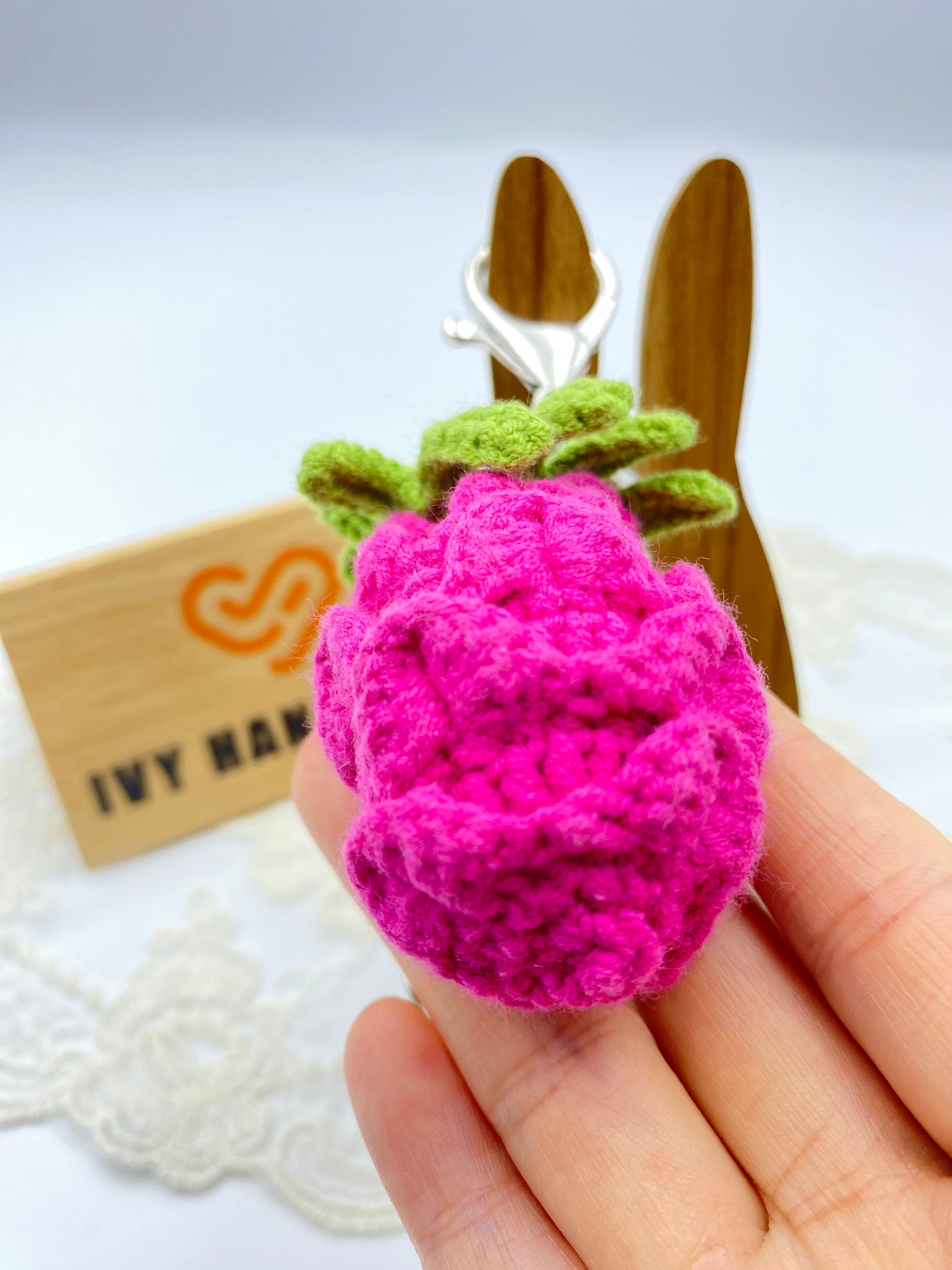 Dragon fruit/Key chain-Handmade Crochet