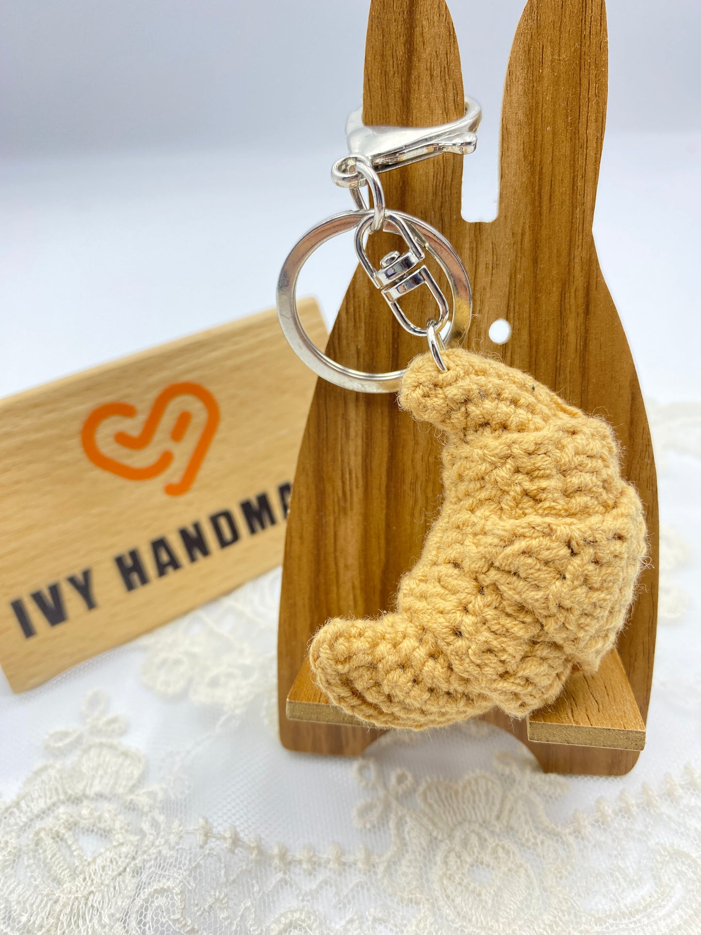 Croissant/Key chain-Handmade Crochet