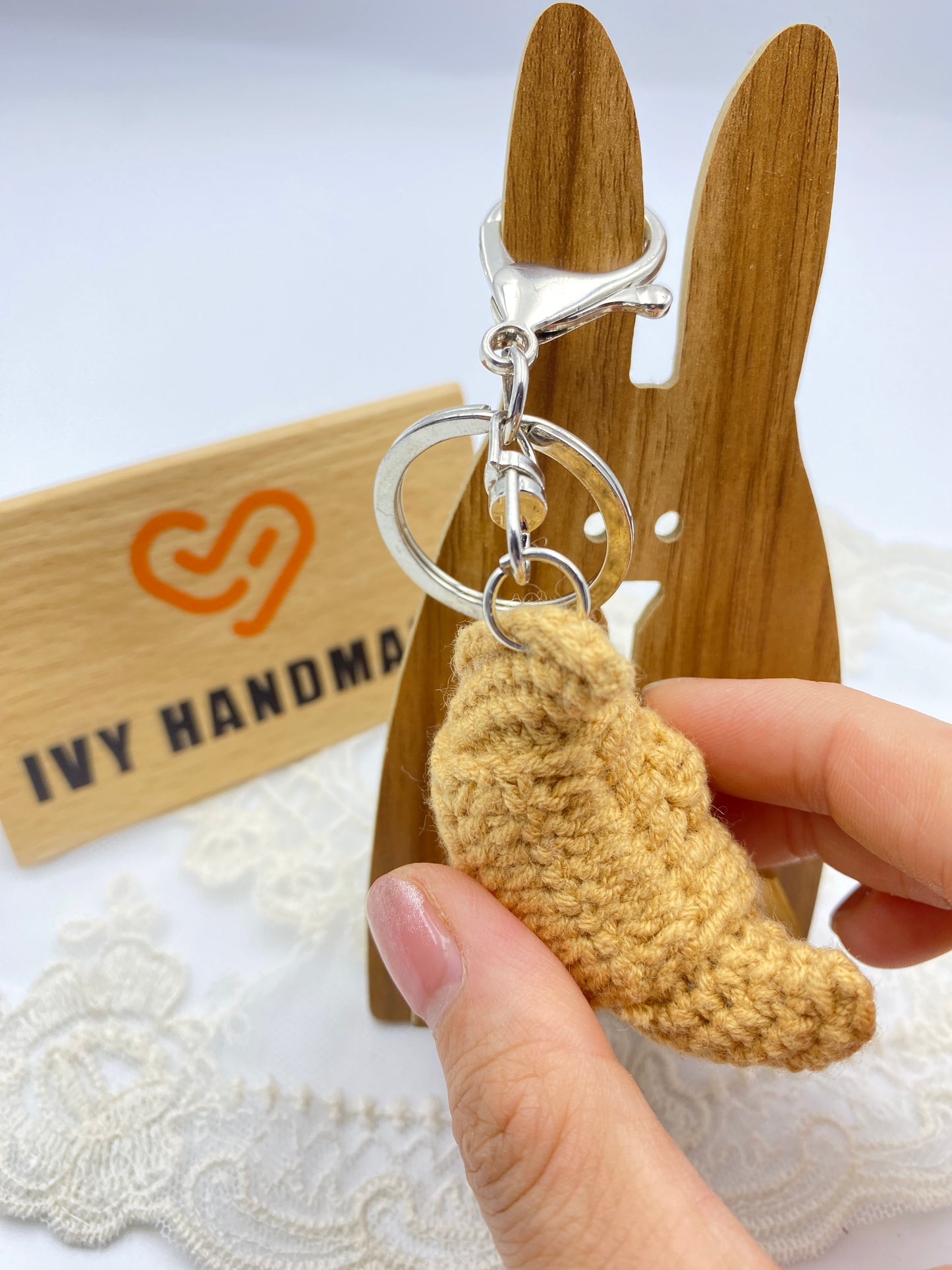 Croissant/Key chain-Handmade Crochet