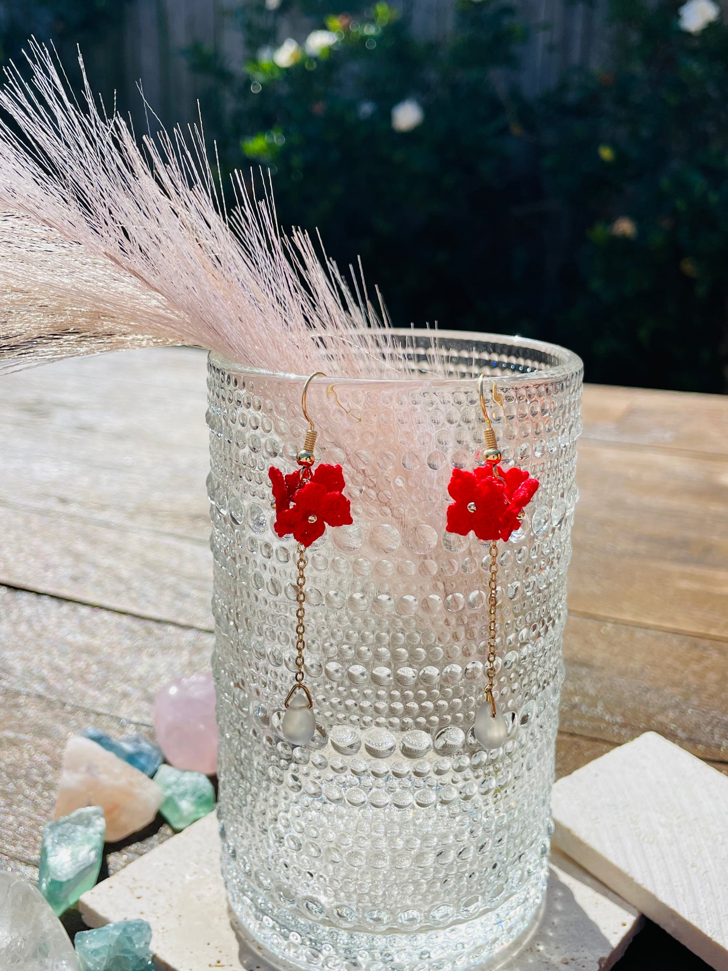 Tiny Bloom Trio-Handmade Microcrochet Earring