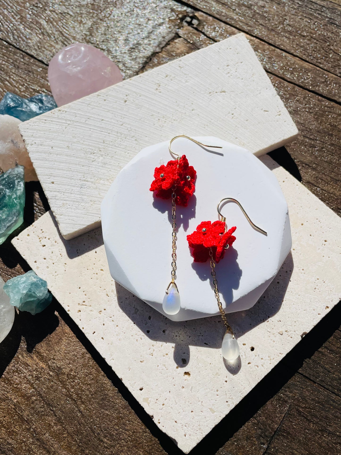 Tiny Bloom Trio-Handmade Microcrochet Earring