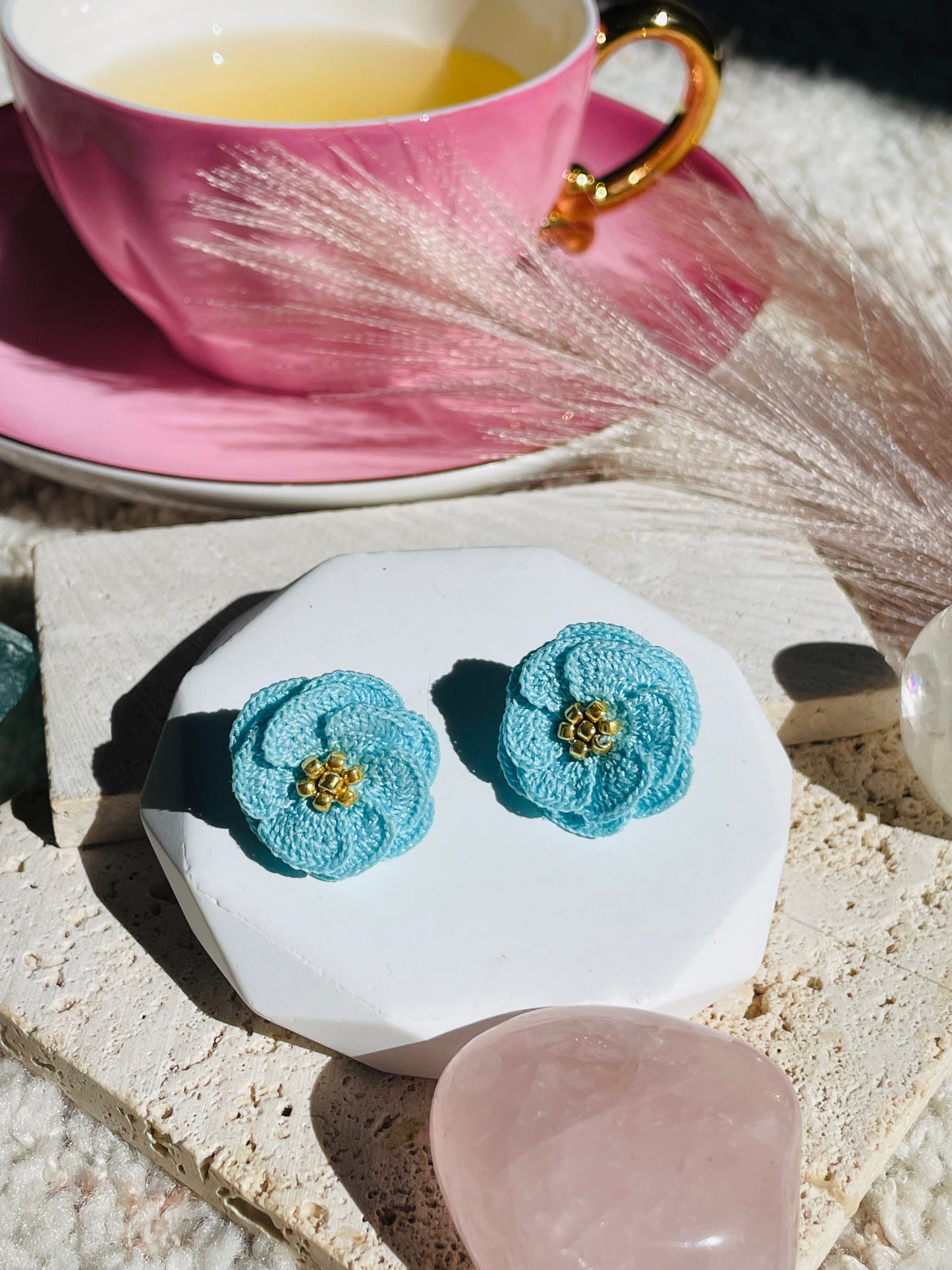 Camellia Bloom-Handmade Microcrochet earrings