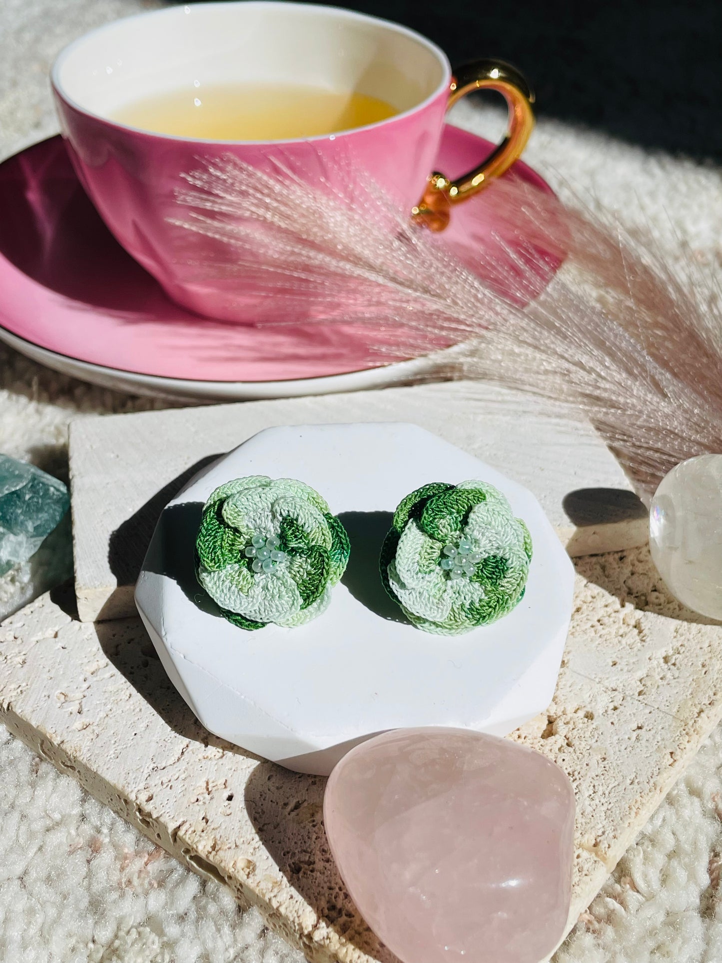 Camellia Bloom-Handmade Microcrochet earrings