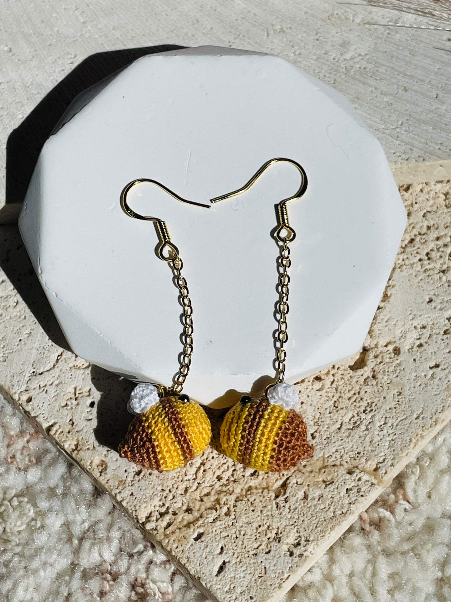 Honey Bee-Handmade Microcrochet earrings
