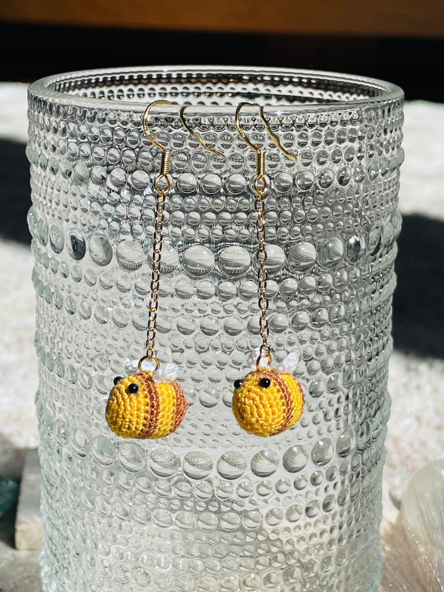 Honey Bee-Handmade Microcrochet earrings