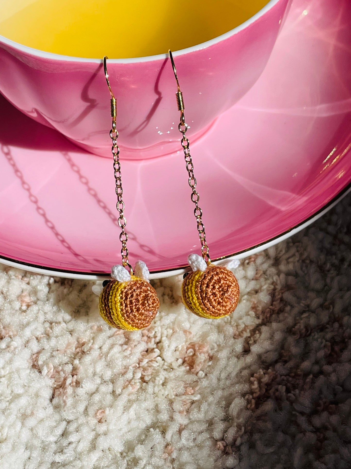 Honey Bee-Handmade Microcrochet earrings