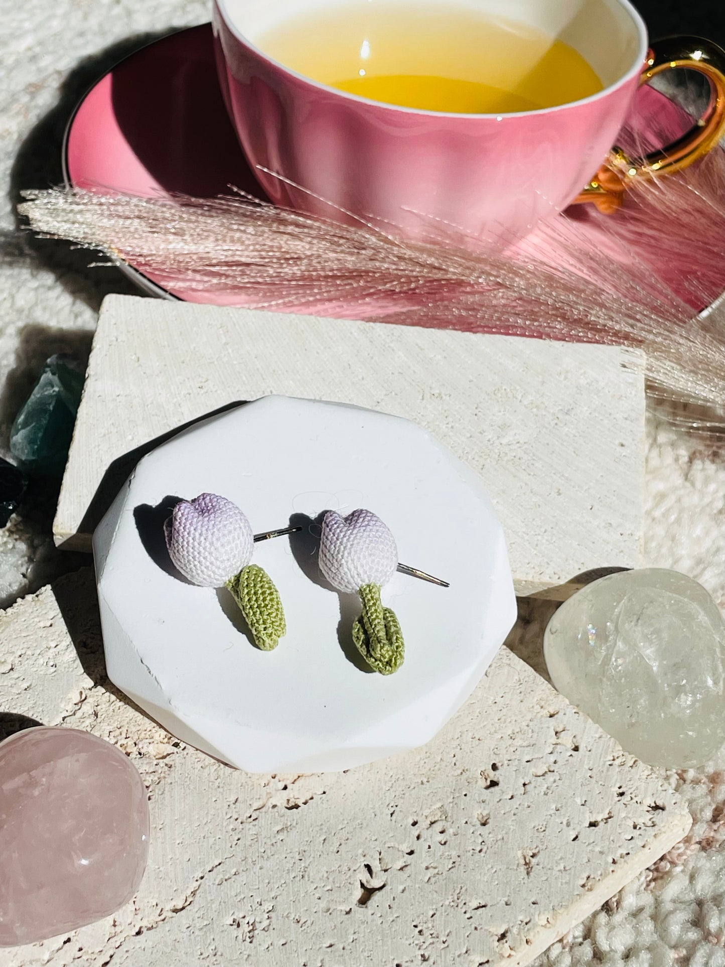 Spring Tulip-Handmade Microcrochet earring