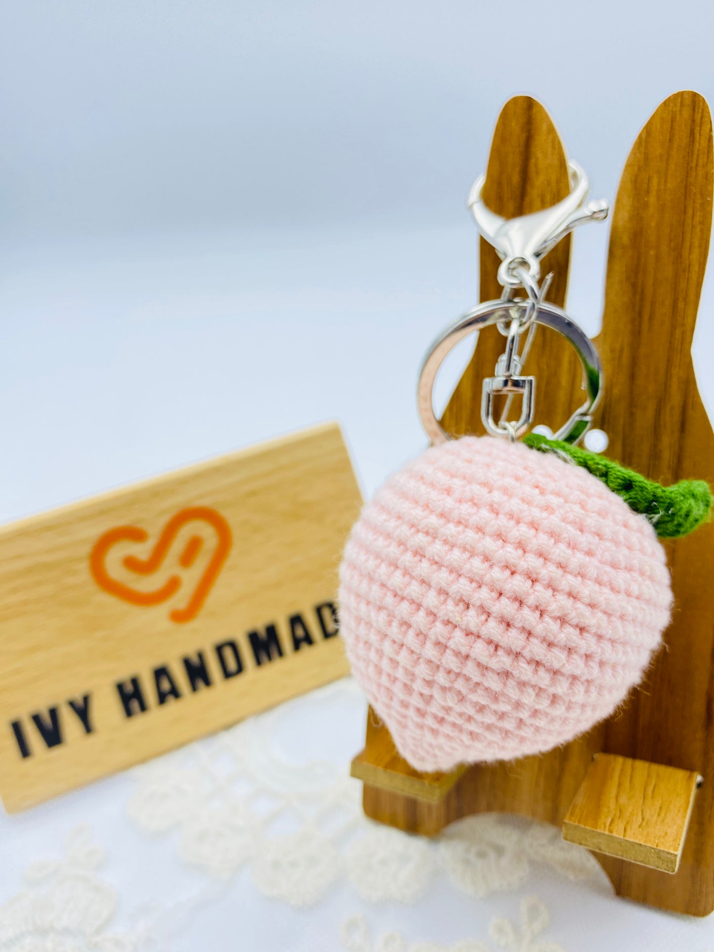 Peach/Key chain-Handmade Crochet