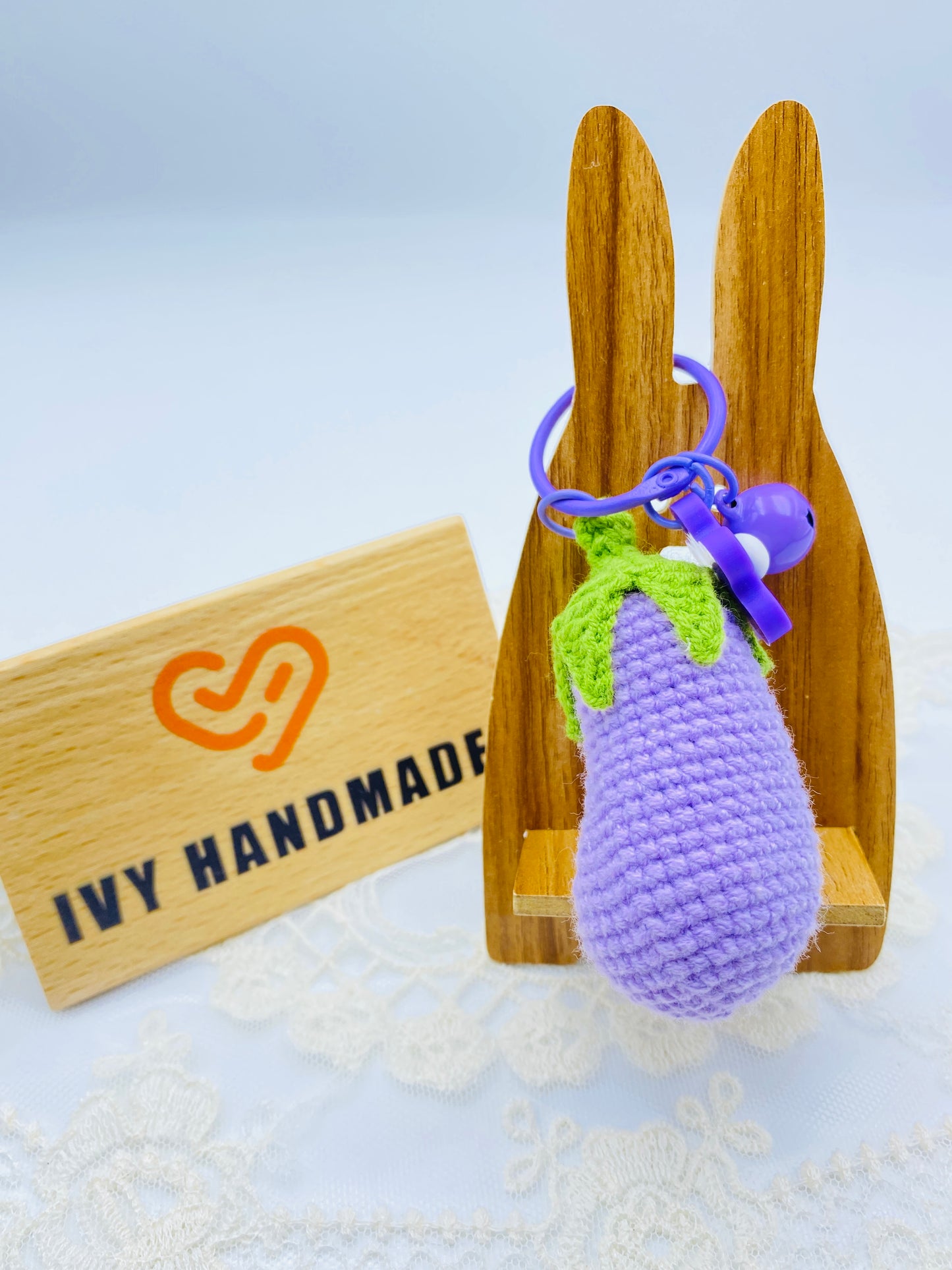Eggplant/Key chain-Handmade Crochet