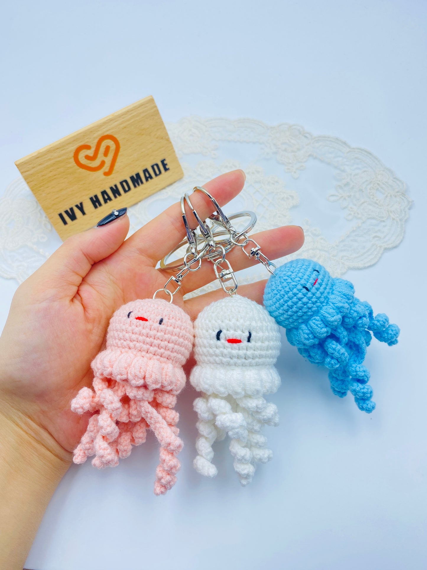 Jellyfish/Key chain-Handmade Crochet
