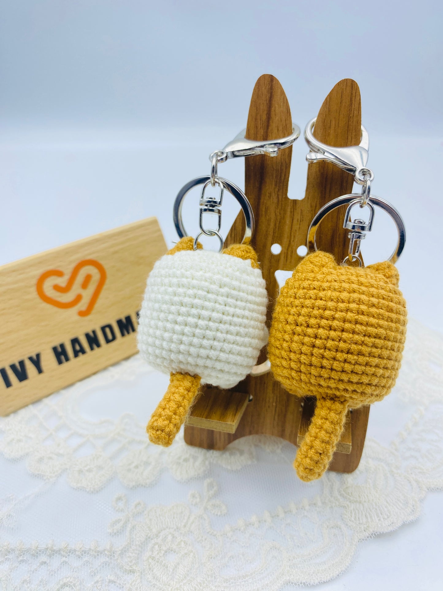 Cats Square/Key chain-Handmade Crochet