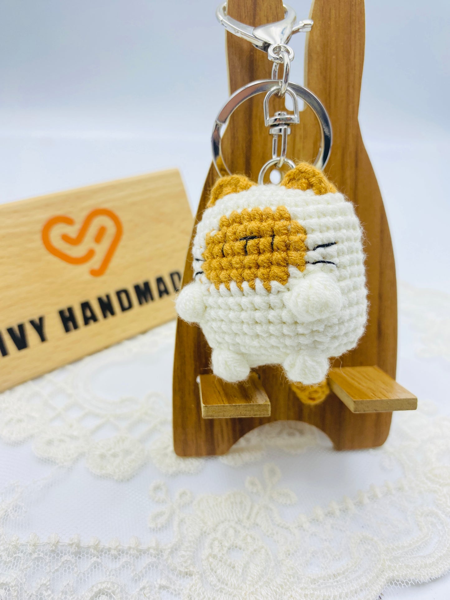 Cats Square/Key chain-Handmade Crochet