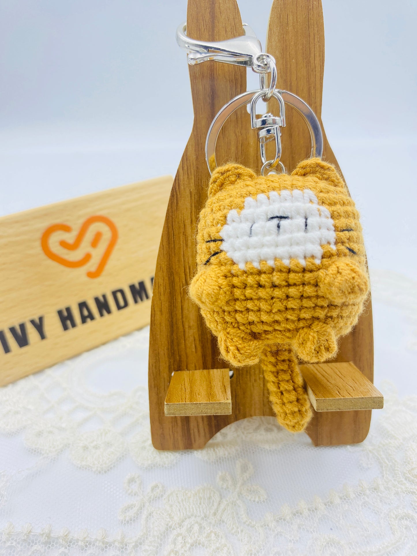 Cats Square/Key chain-Handmade Crochet