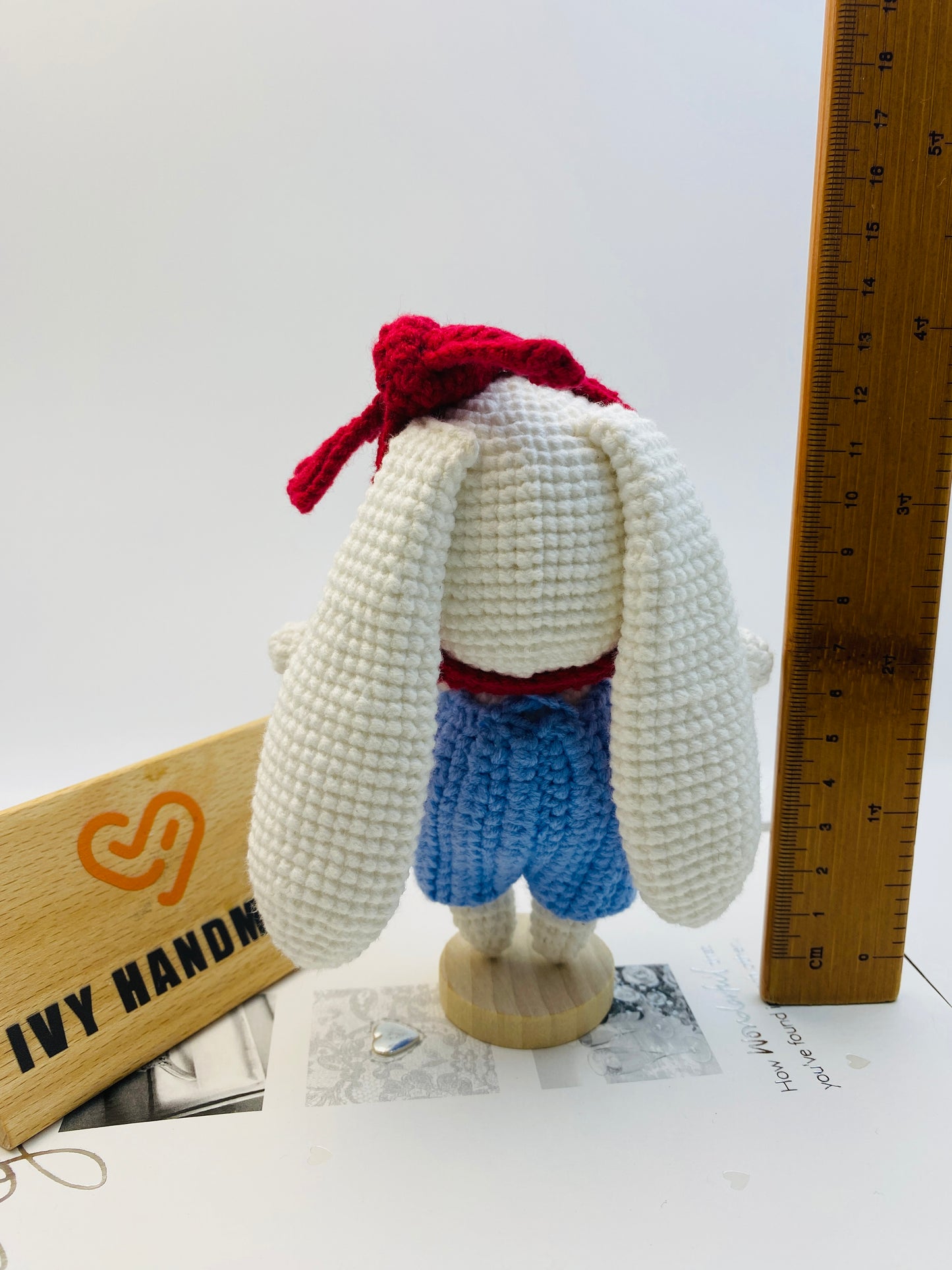 Big Eared Rabbit/Bunny Wearing Overalls-Handmade Crochet