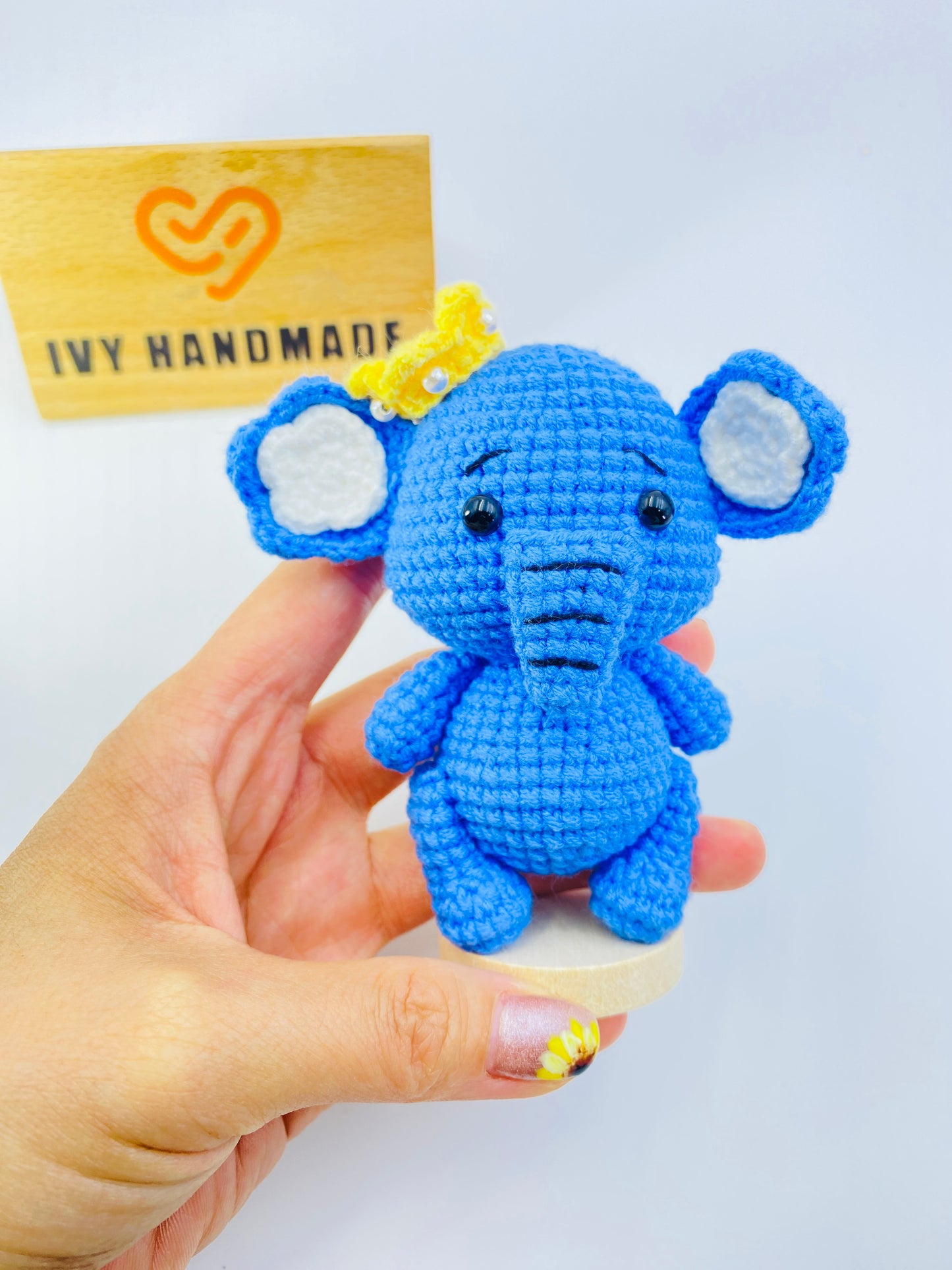 Blue&Pink Elephant-Handmade Crochet