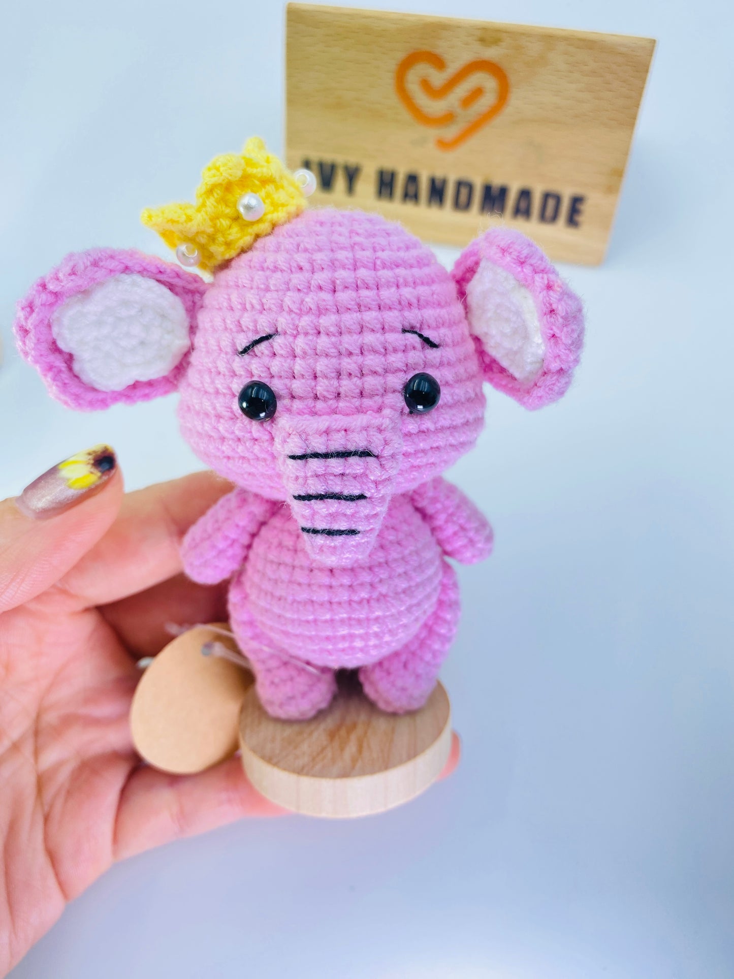 Blue&Pink Elephant-Handmade Crochet