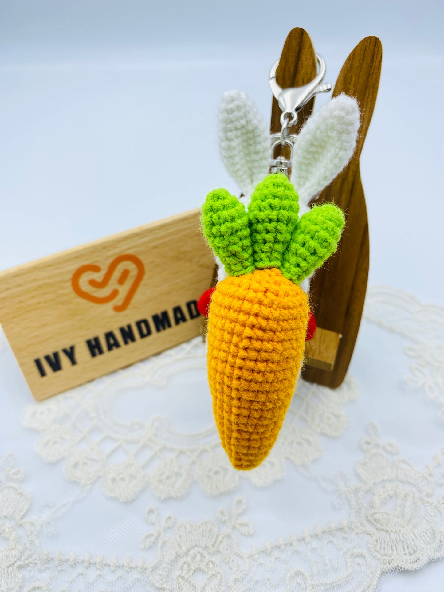 Carrot loving rabbit/Cotton/key Chain-Handmade Crochet