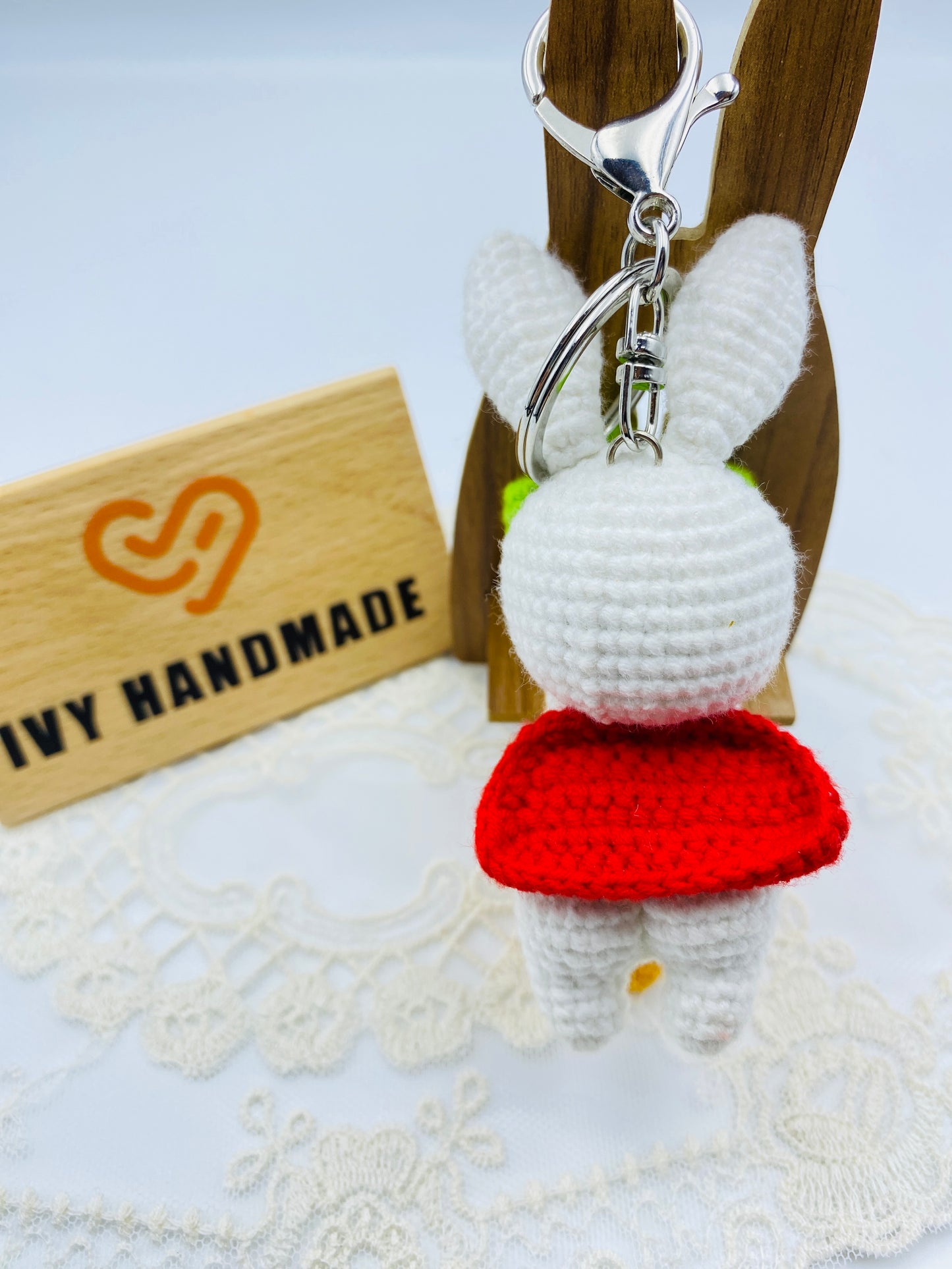 Carrot loving rabbit/Cotton/key Chain-Handmade Crochet