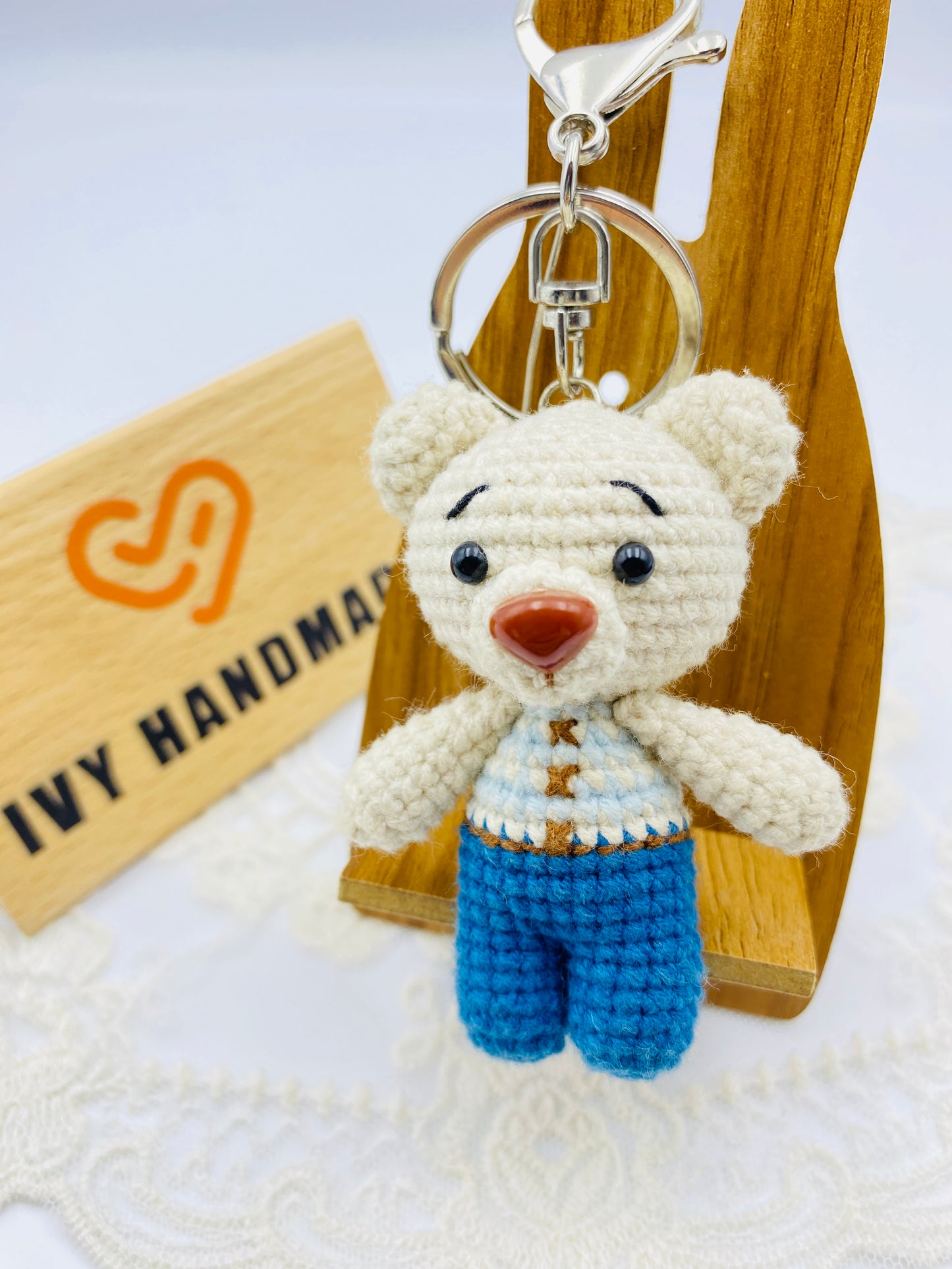 Mr Bear/Key chain-Handmade Crochet