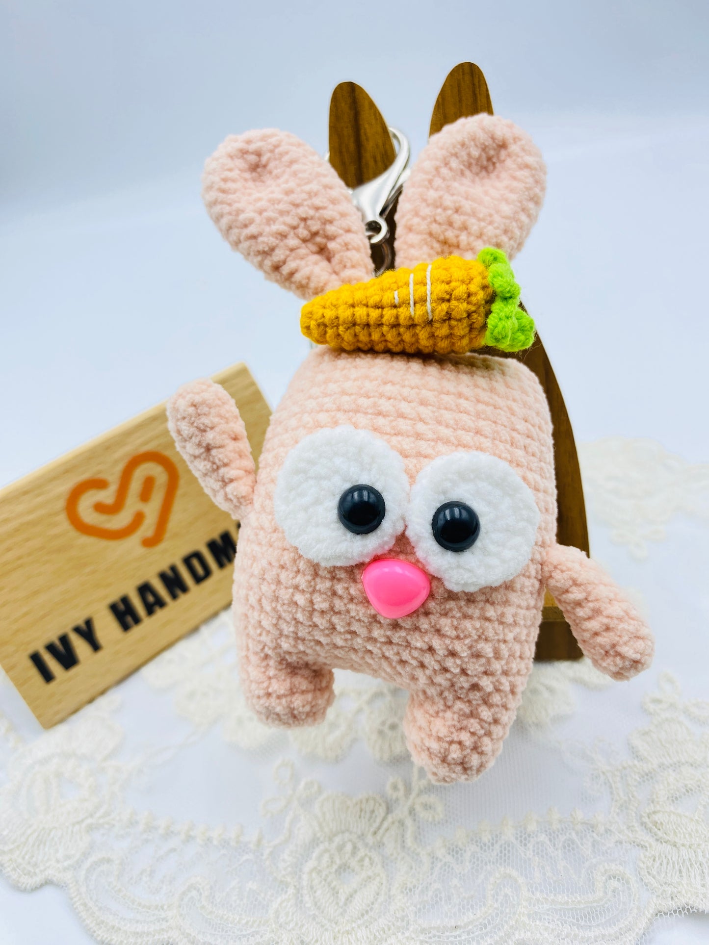 Square Rabbit/Key Chain-Handmade Crochet