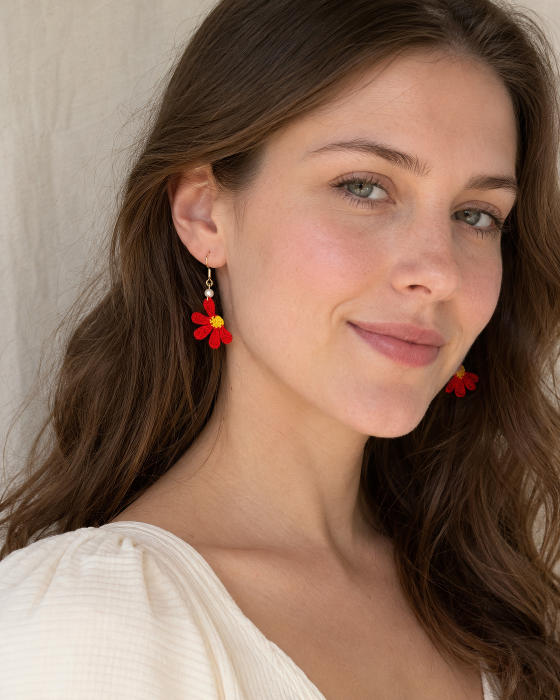 Hand-Crocheted Daisy Drop Earrings&nbsp; 3 Colour