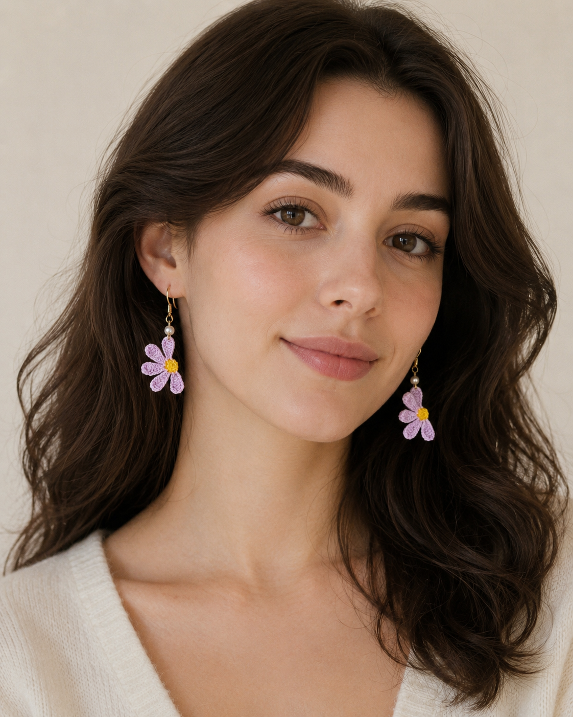 Hand-Crocheted Daisy Drop Earrings&nbsp; 3 Colour