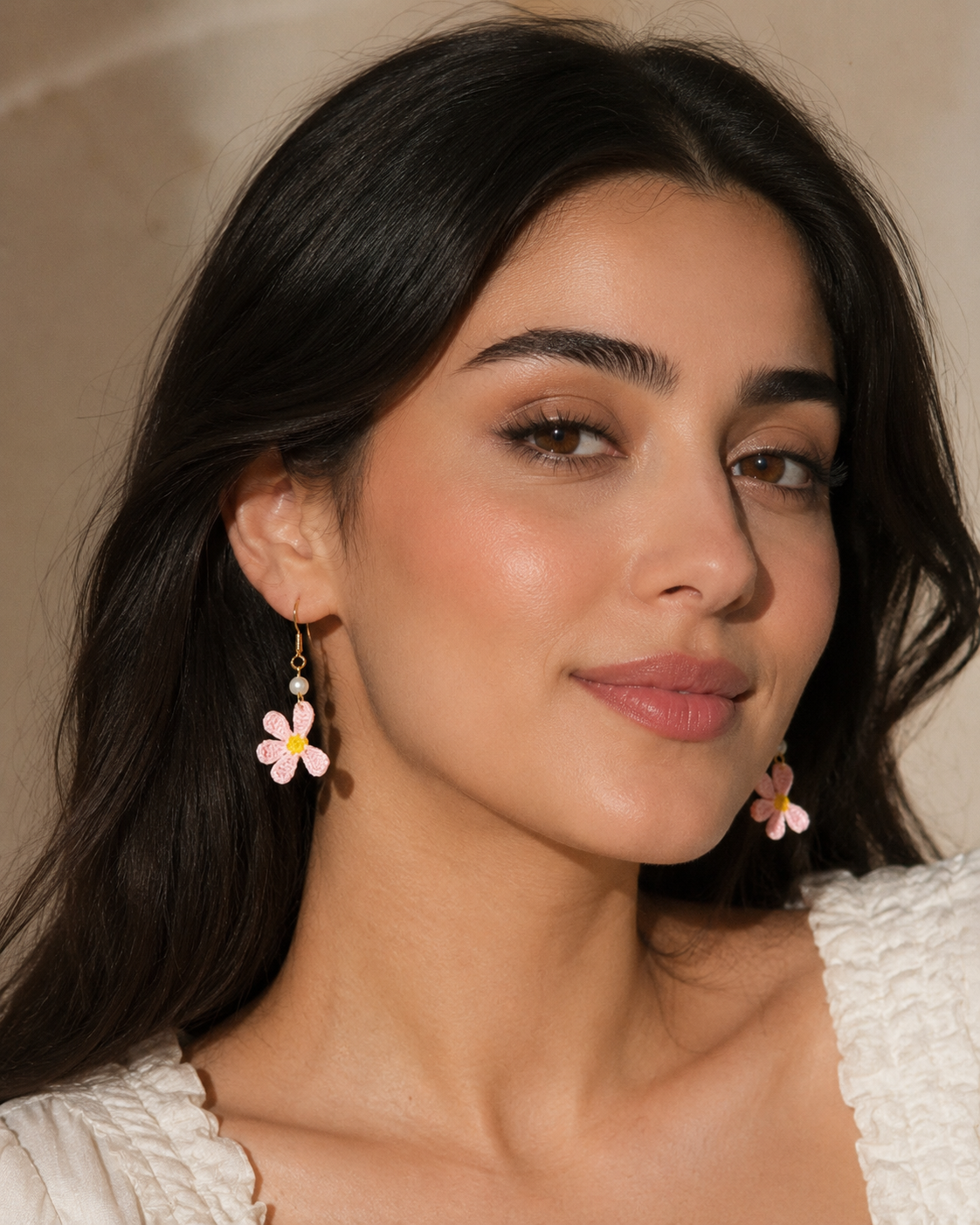 Hand-Crocheted Daisy Drop Earrings&nbsp; 3 Colour