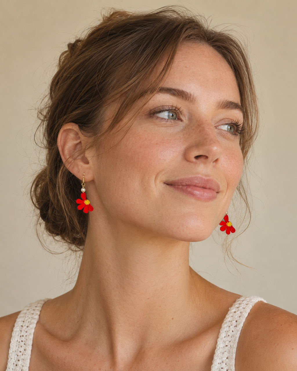 Hand-Crocheted Daisy Drop Earrings&nbsp; 3 Colour