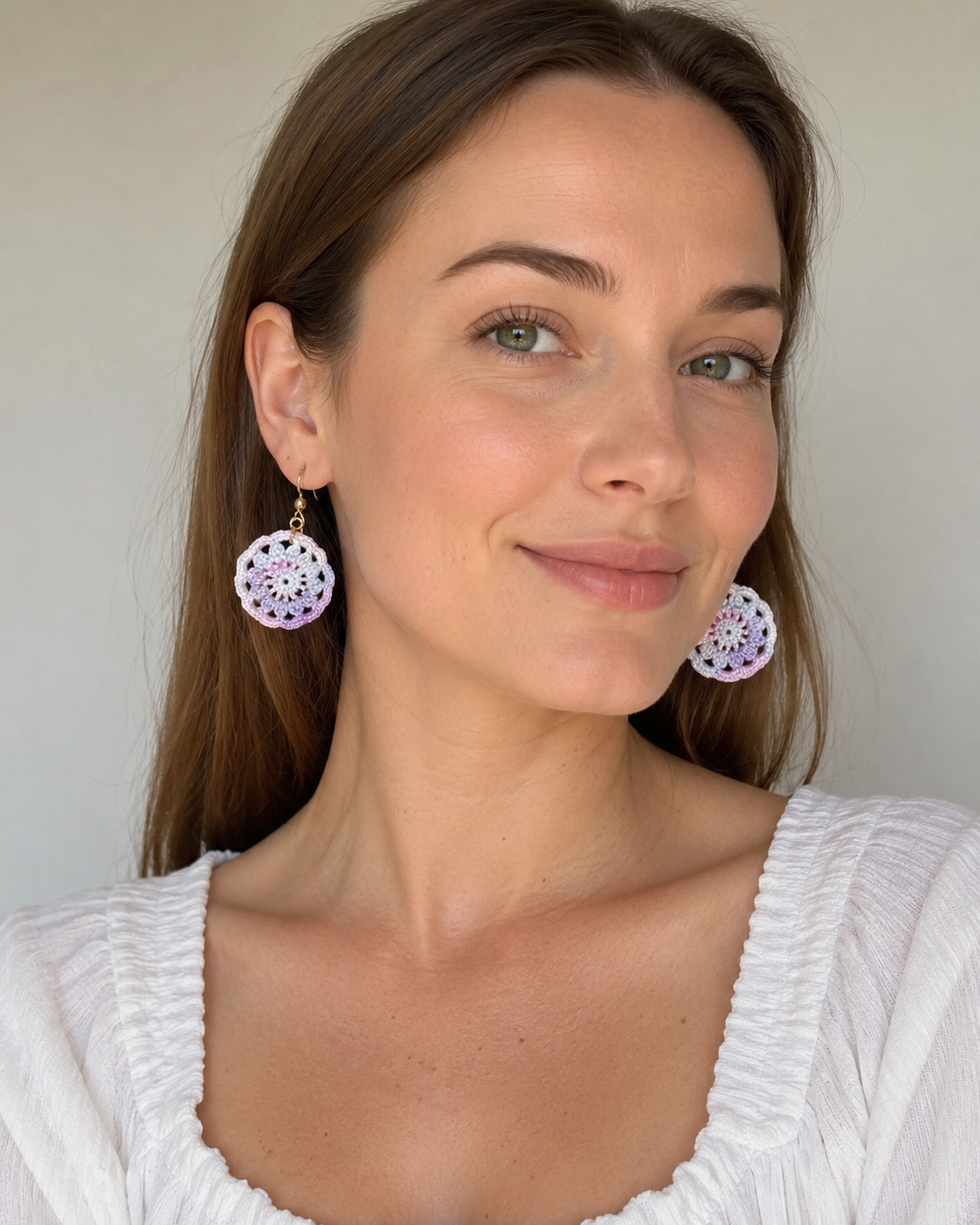 Hand Crocheted Dream Catcher Earrings  7 Colours 14K Gold-Plated Hooks