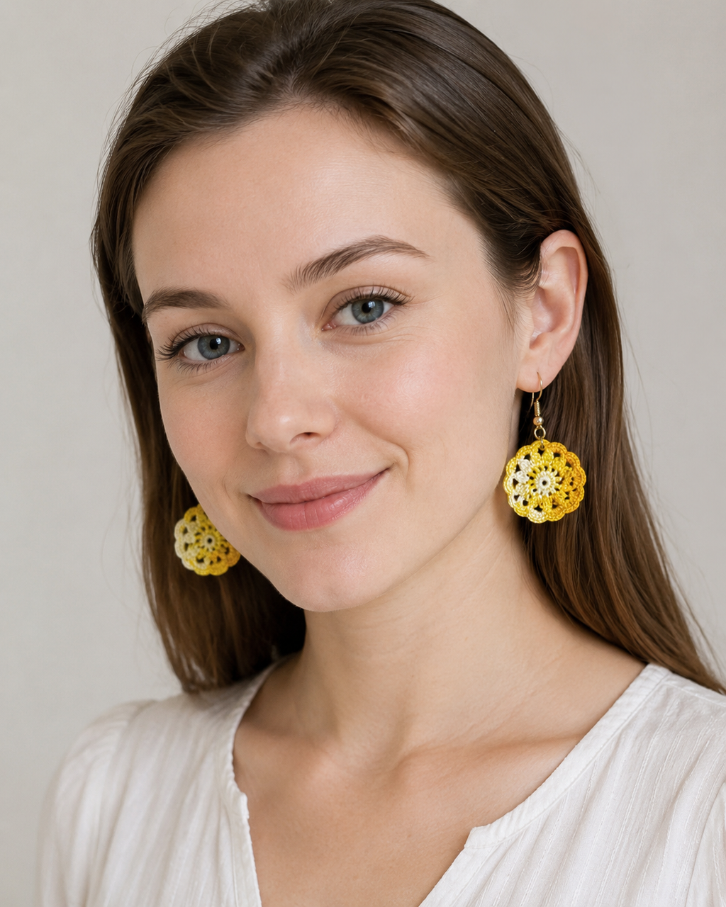 Hand Crocheted Dream Catcher Earrings  7 Colours 14K Gold-Plated Hooks