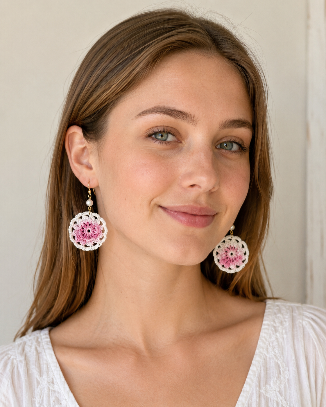 Hand Crocheted Dream Catcher Earrings  7 Colours 14K Gold-Plated Hooks