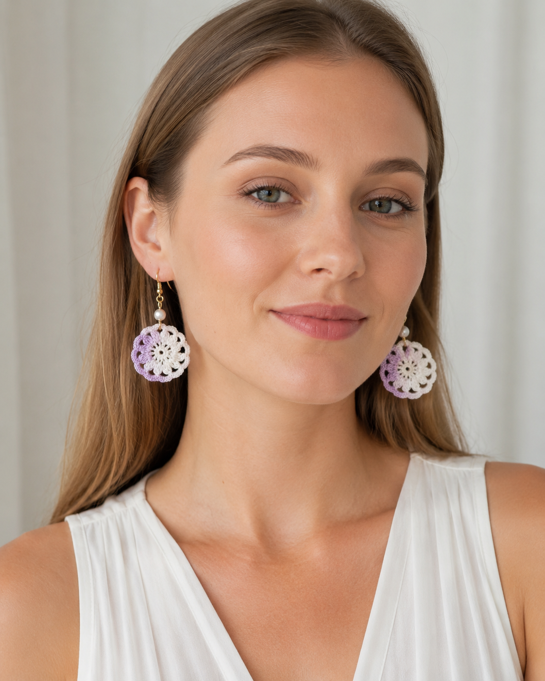 Hand Crocheted Dream Catcher Earrings  7 Colours 14K Gold-Plated Hooks