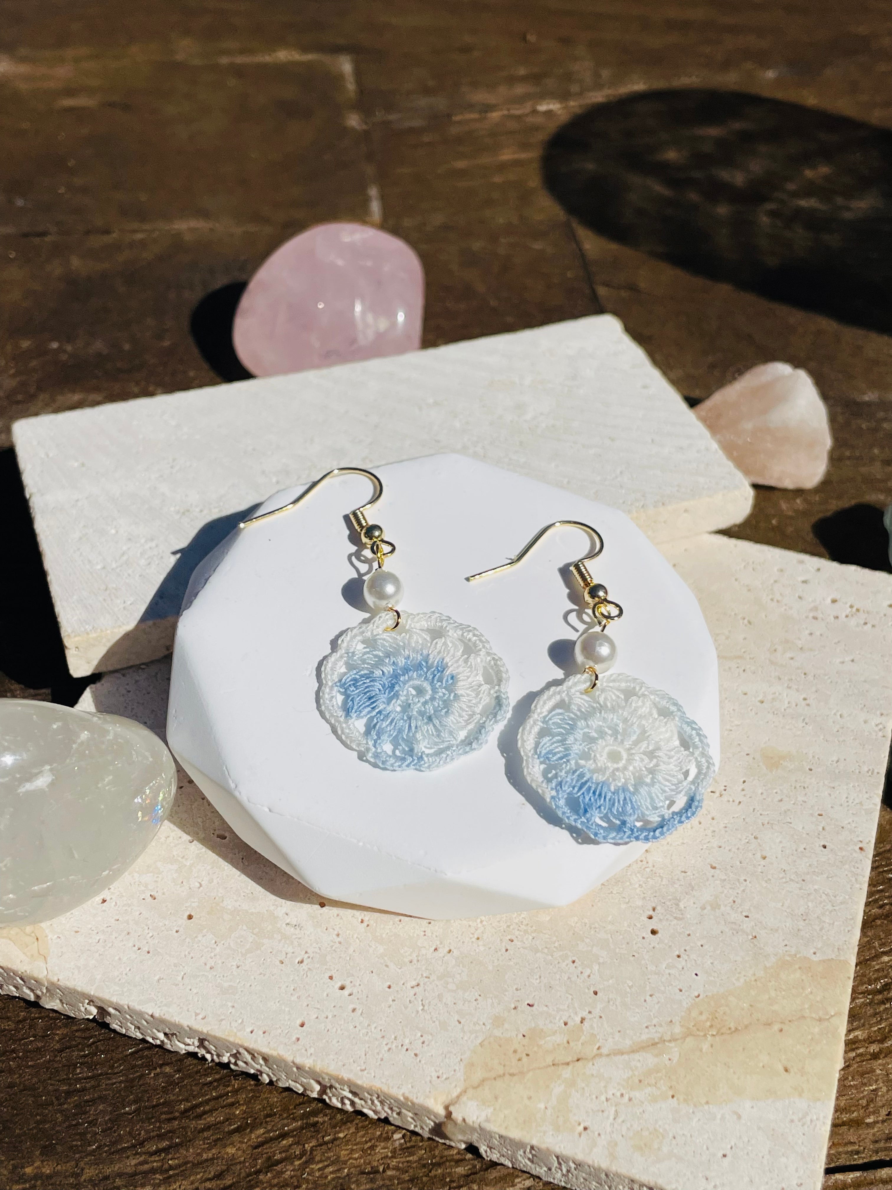 Hand Crocheted Dream Catcher Earrings  7 Colours 14K Gold-Plated Hooks