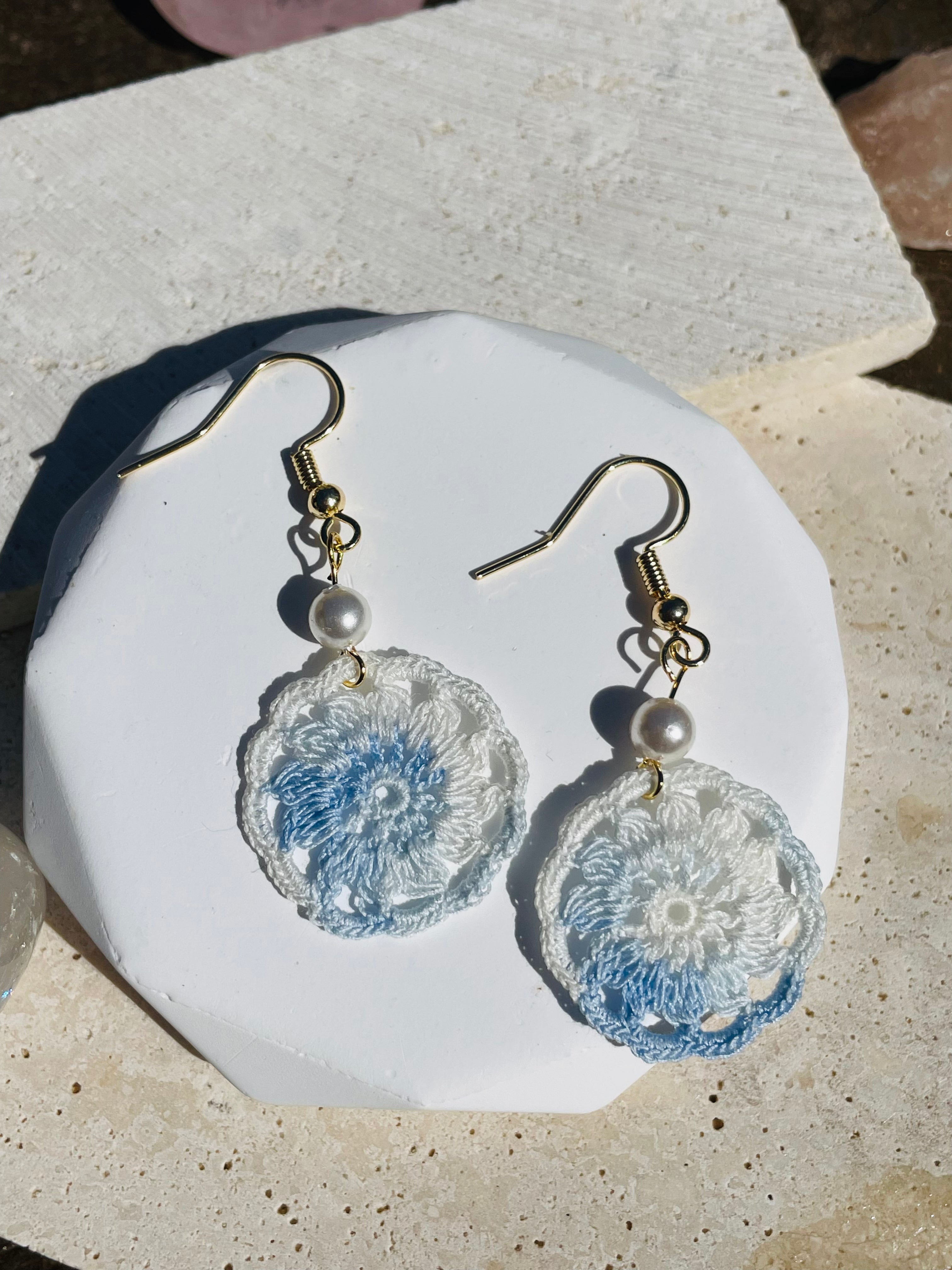 Hand Crocheted Dream Catcher Earrings  7 Colours 14K Gold-Plated Hooks
