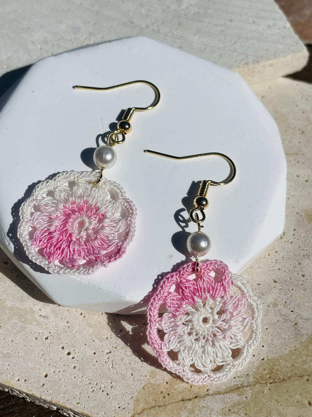 Hand Crocheted Dream Catcher Earrings  7 Colours 14K Gold-Plated Hooks
