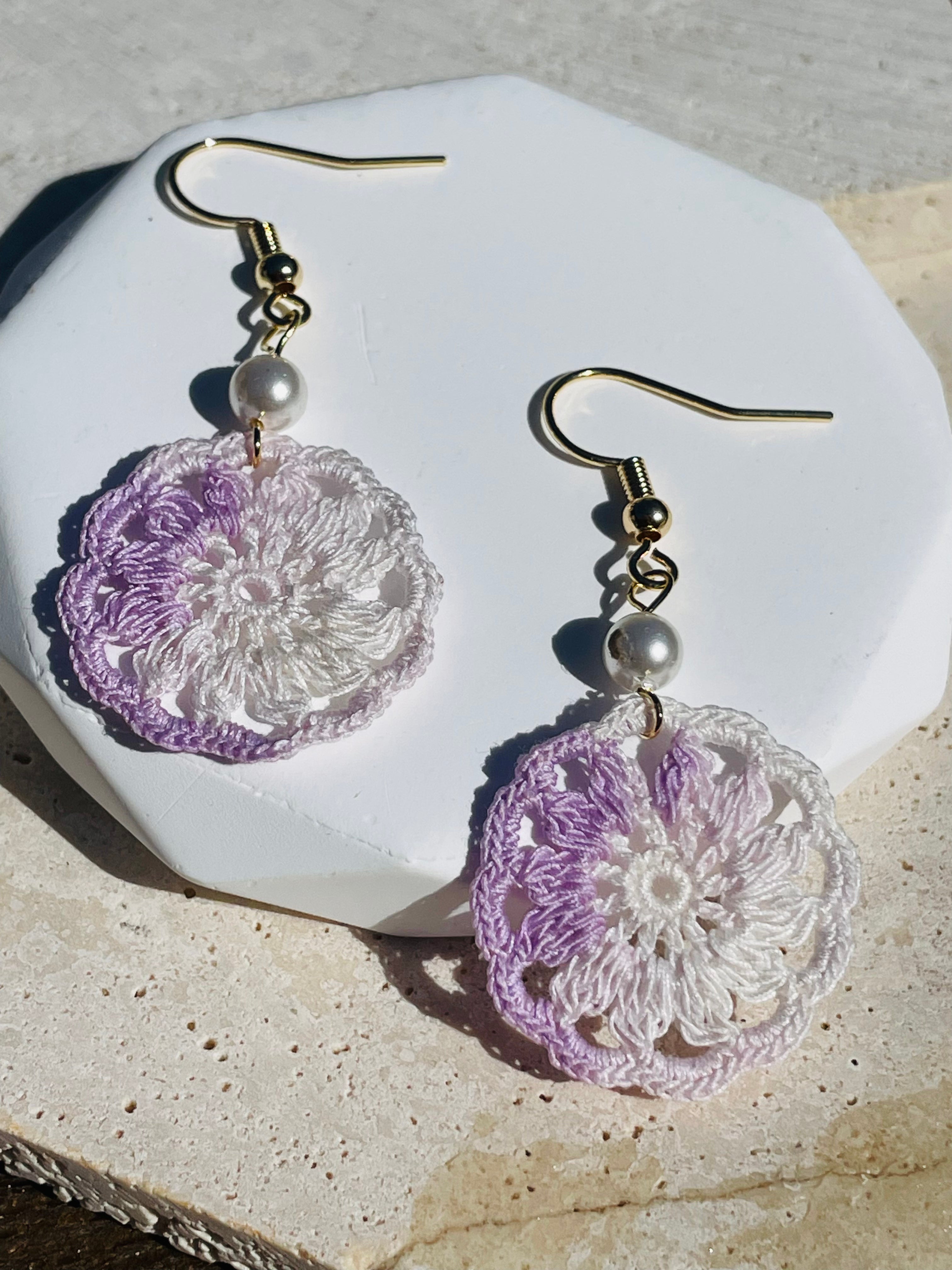 Hand Crocheted Dream Catcher Earrings  7 Colours 14K Gold-Plated Hooks