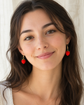Hand-Crocheted Strawberry Drop Earrings | 14K Gold Hooks | Handmade in Australia