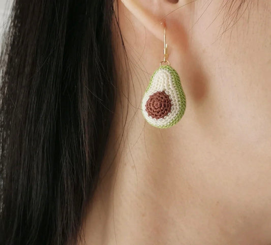 Handcrafted  Avocado Micro-crochet Earrings 100% Handmade By Our Loving Team