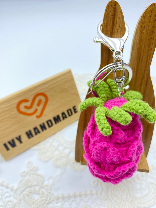 Dragon fruit/Key chain-Handmade Crochet