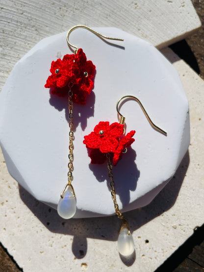 Tiny Bloom Trio-Handmade Microcrochet Earring