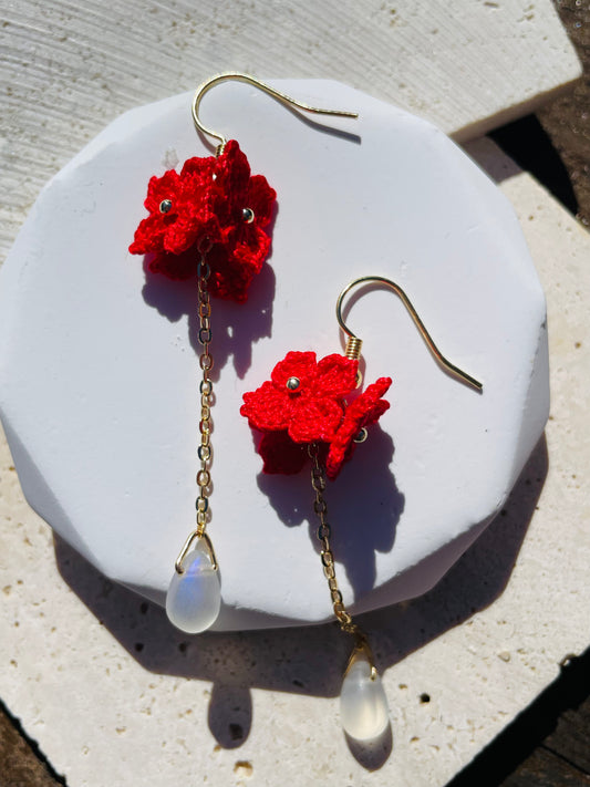 Tiny Bloom Trio-Handmade Microcrochet Earring