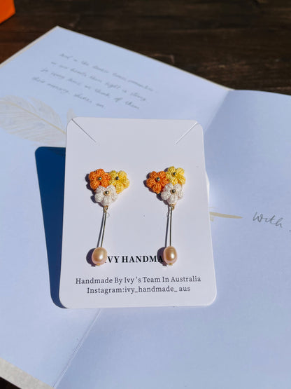 Lune Florette-Handmade Microcrochet Earring