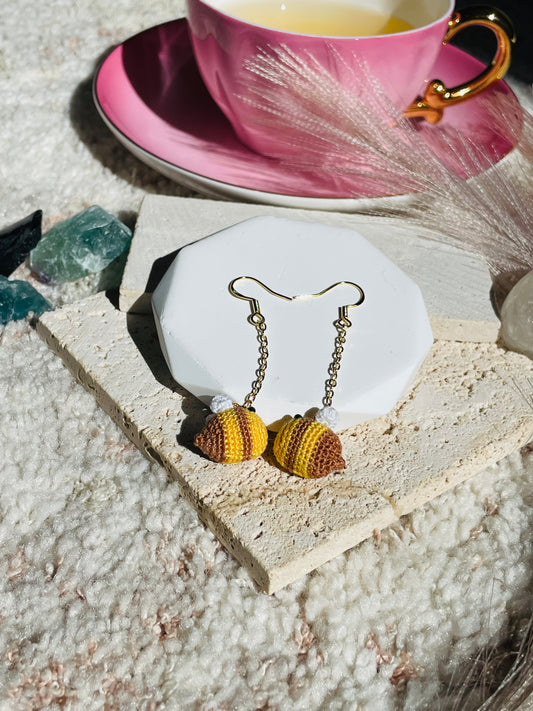 Honey Bee-Handmade Microcrochet earrings