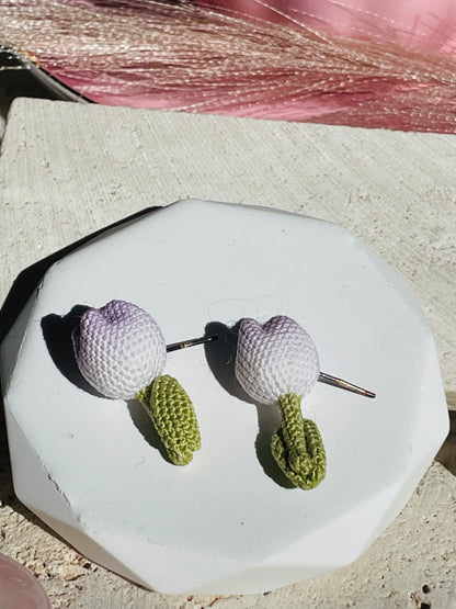 Spring Tulip-Handmade Microcrochet earring