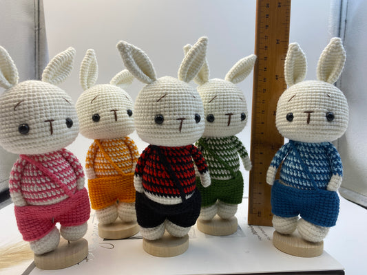 Bunny/Rabbit Wearing Overalls-Handmade Crochet