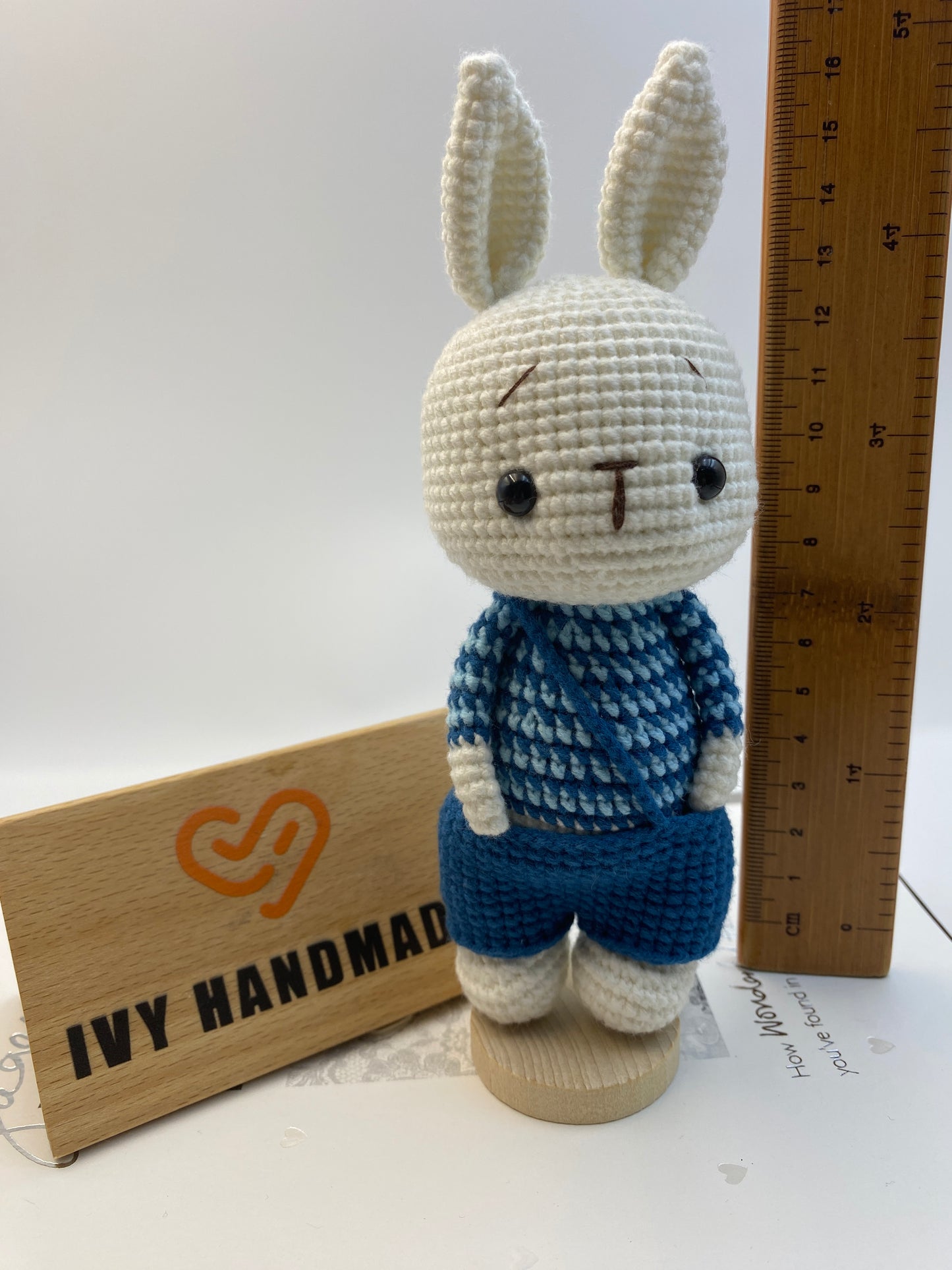 Bunny/Rabbit Wearing Overalls-Handmade Crochet