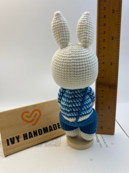 Bunny/Rabbit Wearing Overalls-Handmade Crochet